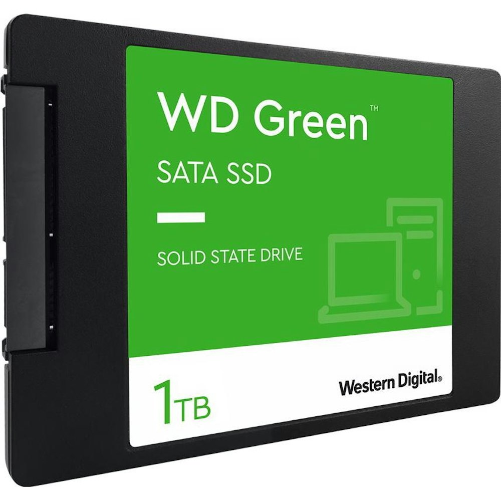 A large main feature product image of WD Green SATA III 2.5" SSD - 1TB