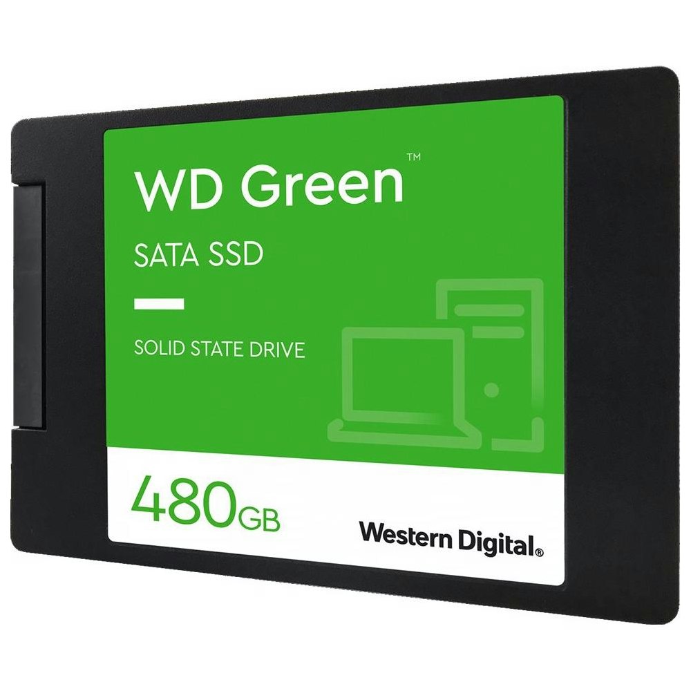 A large main feature product image of WD Green SATA III 2.5" SSD - 480GB