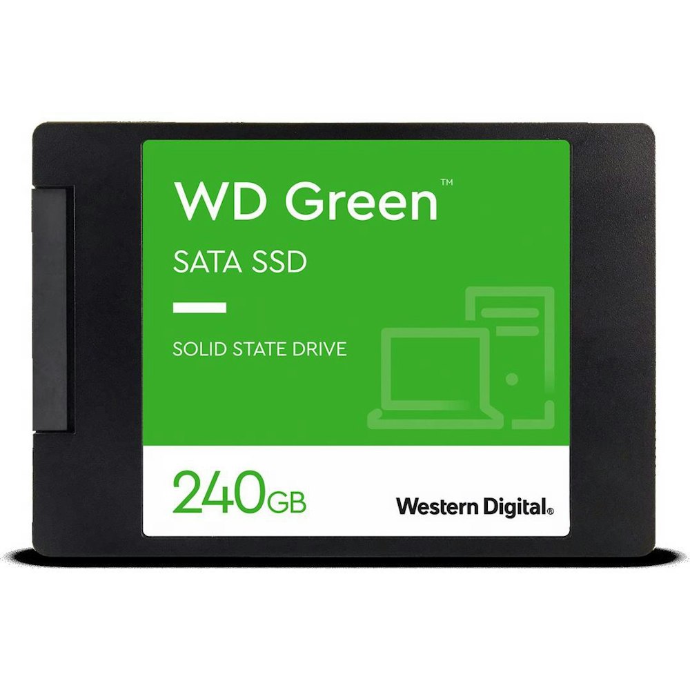 A large main feature product image of WD Green SATA III 2.5" SSD - 240GB