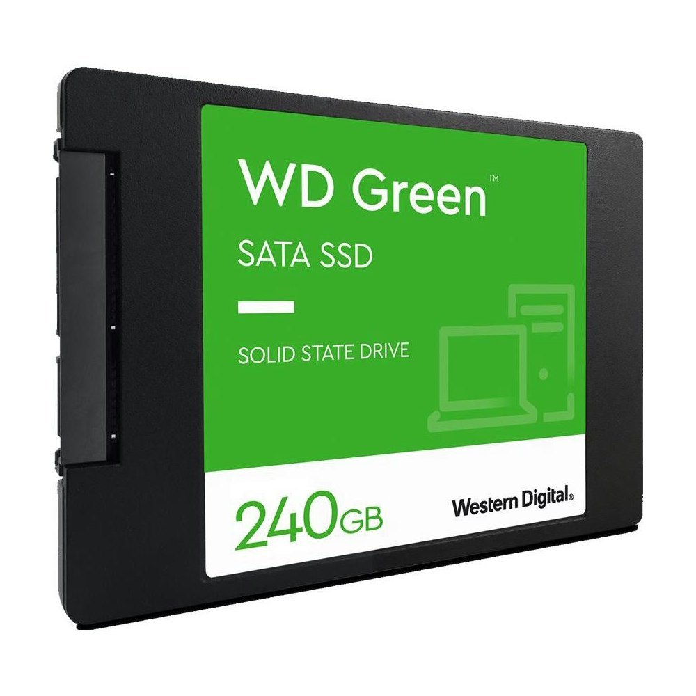 A large main feature product image of WD Green SATA III 2.5" SSD - 240GB