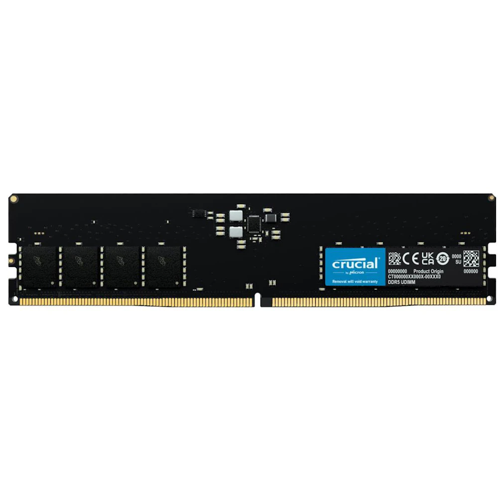 A large main feature product image of Crucial 32GB Single (1x32GB) DDR5-4800 C40