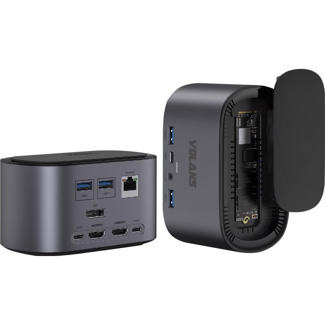 A large main feature product image of Volans Aluminium 12-in-1 Triple Display USB Type-C Docking Station