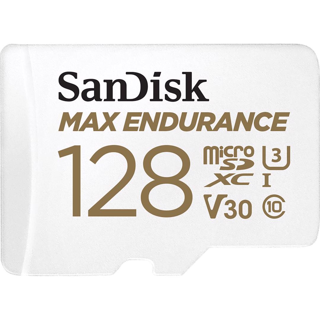 A large main feature product image of SanDisk MAX ENDURANCE 128GB microSDXC U3 V30 UHS-I microSD Card