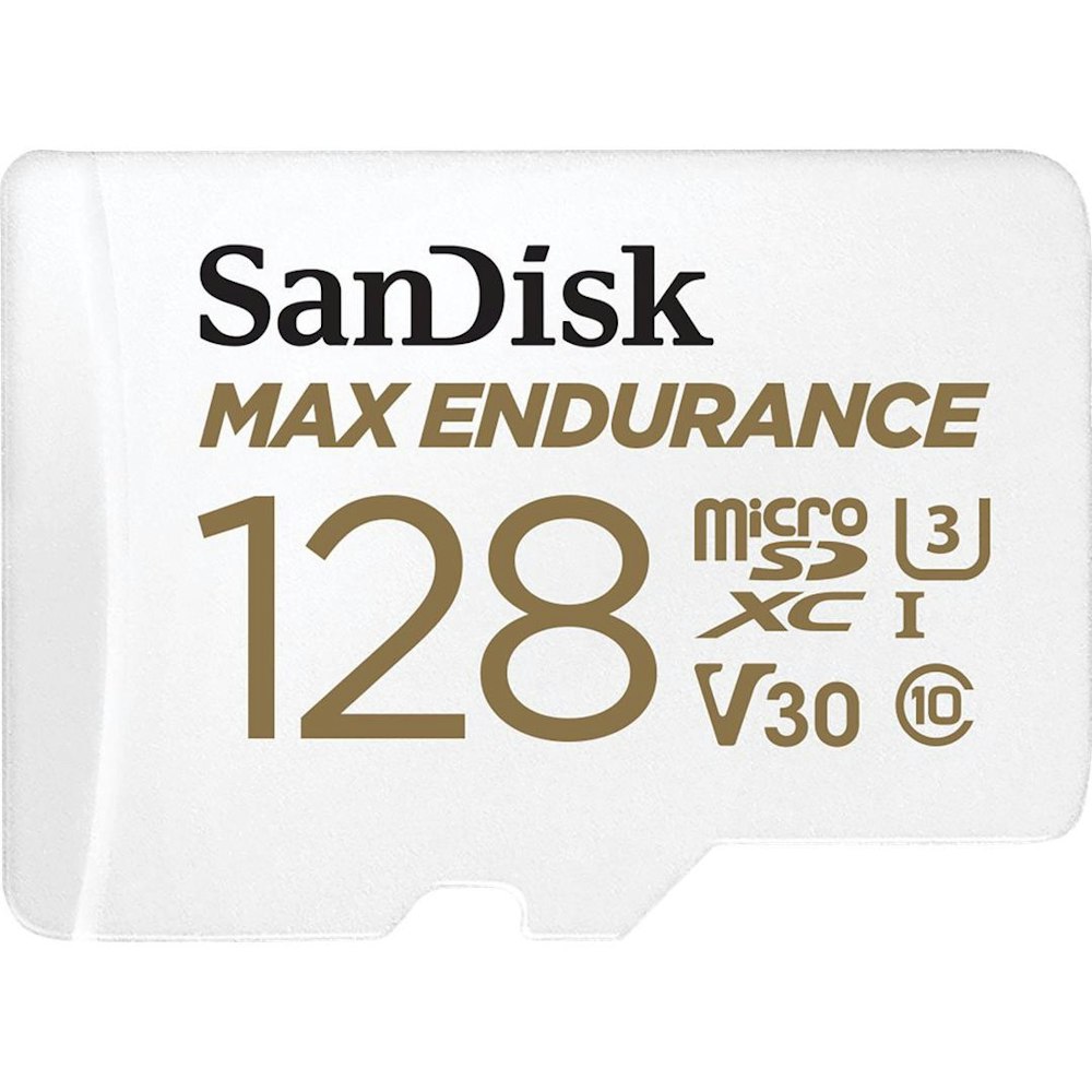 A large main feature product image of SanDisk MAX ENDURANCE UHS Class 3 microSD Card 128GB