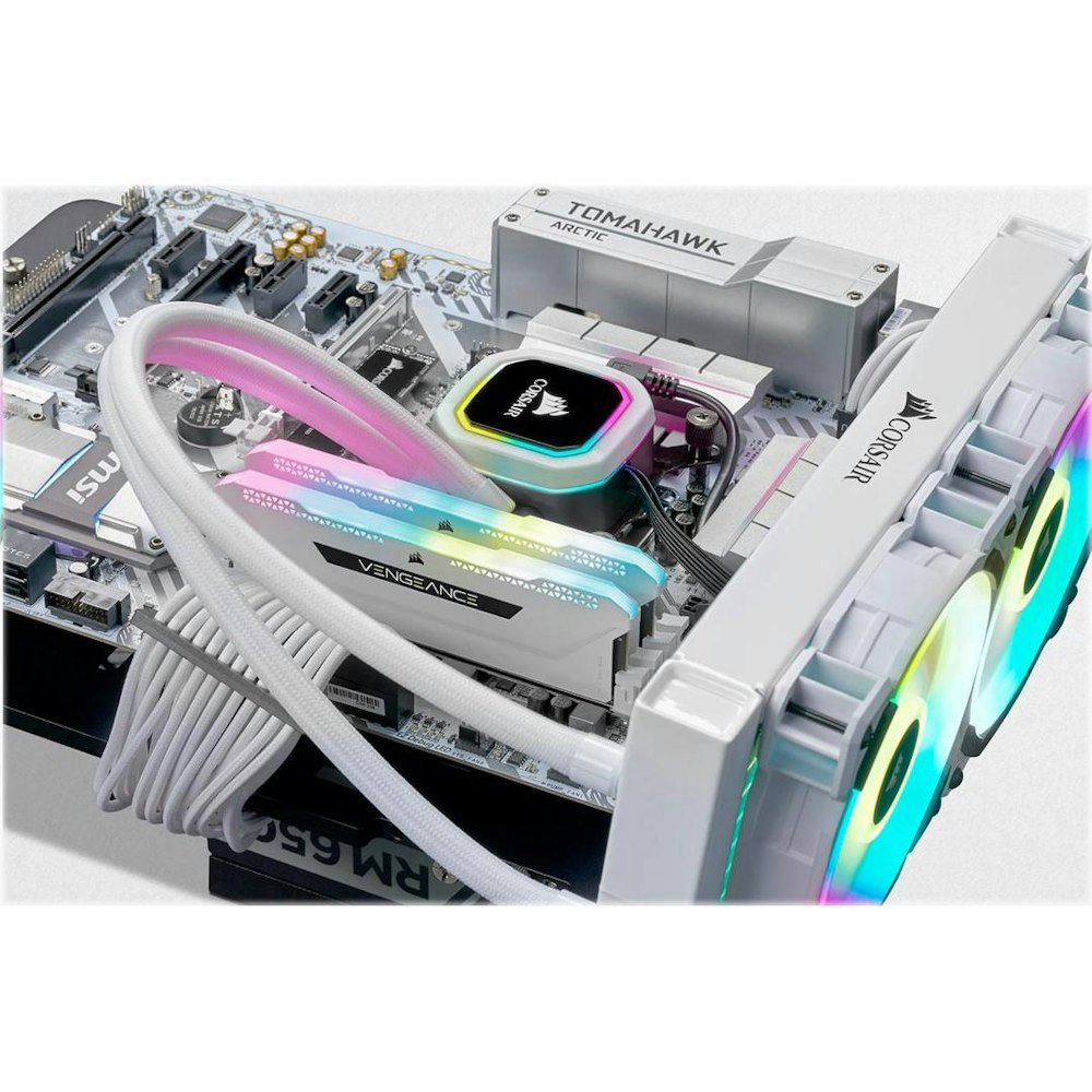A large main feature product image of Corsair 16GB Kit (2x8GB) DDR4 Vengeance RGB Pro SL C18 3600MHz - White