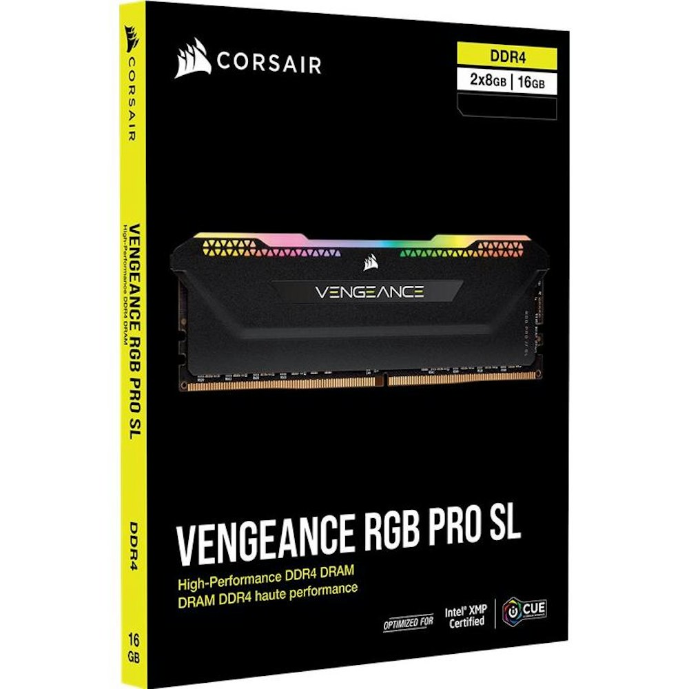A large main feature product image of Corsair 16GB Kit (2x8GB) DDR4 Vengeance RGB Pro SL C18 3600MHz - Black