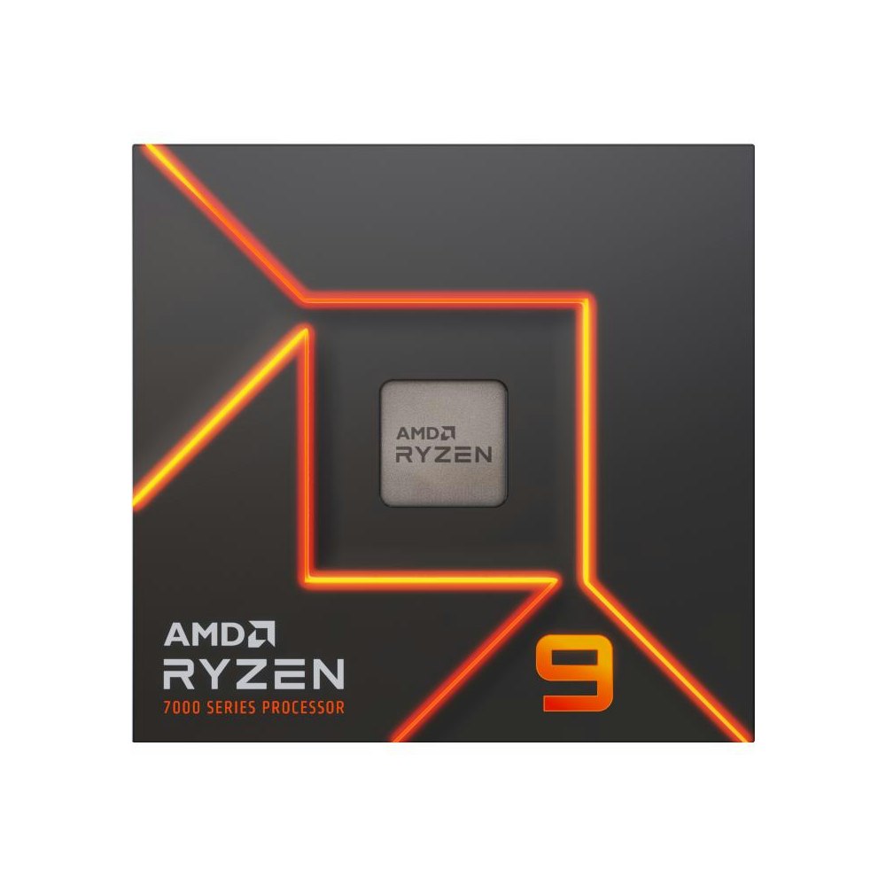 A large main feature product image of AMD Ryzen 9 7950X 16 Core 32 Thread Up To 5.7GHz AM5 - No HSF Retail Box