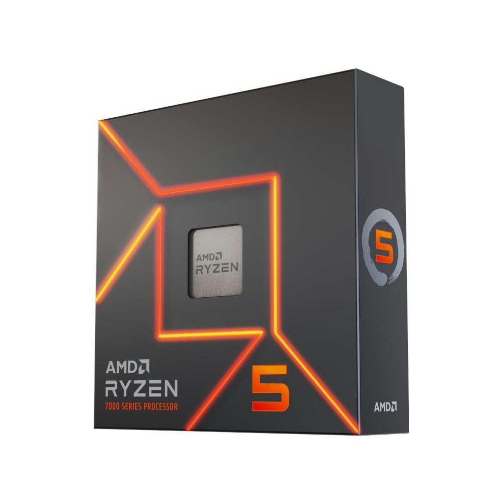 A large main feature product image of AMD Ryzen 5 7600X 6 Core 12 Thread Up To 5.3GHz AM5 - No HSF Retail Box