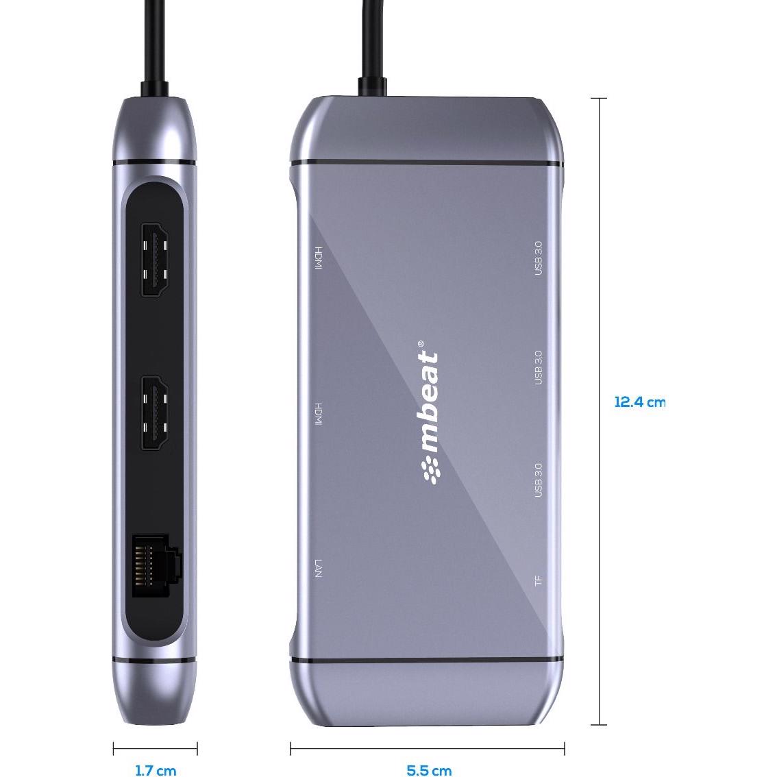 A large main feature product image of mbeat Elite X11 Dual HDMI 9-in-1 USB Type-C Docking Station