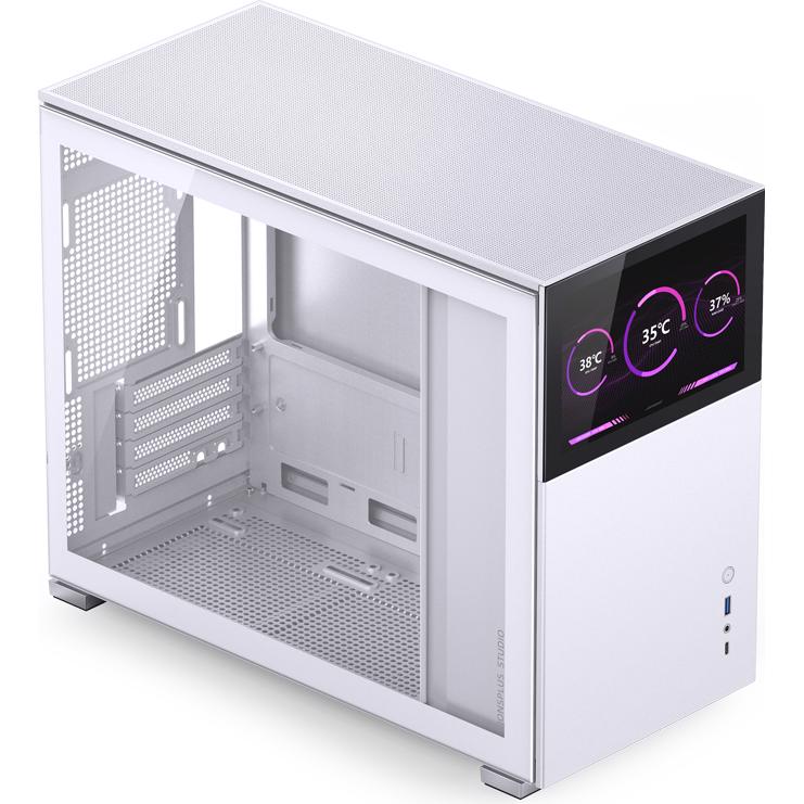 A large main feature product image of Jonsbo D31 Solid 31.3L Compact mATX Case w/ LCD (White)
