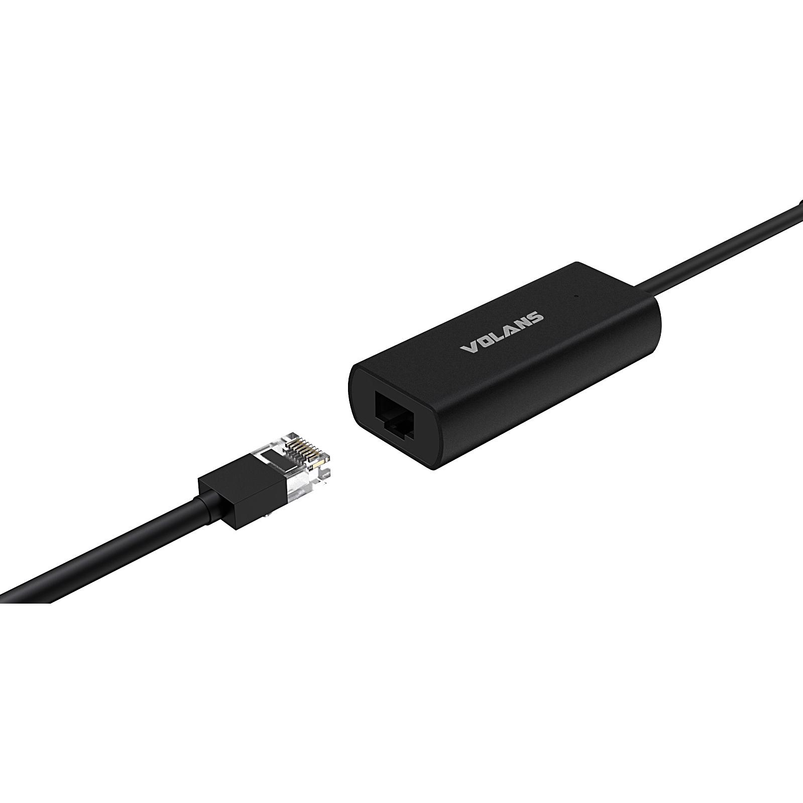 A large main feature product image of Volans VL-RJ45S-C Aluminium USB Type-C to 2.5GbE Ethernet Network Adapter