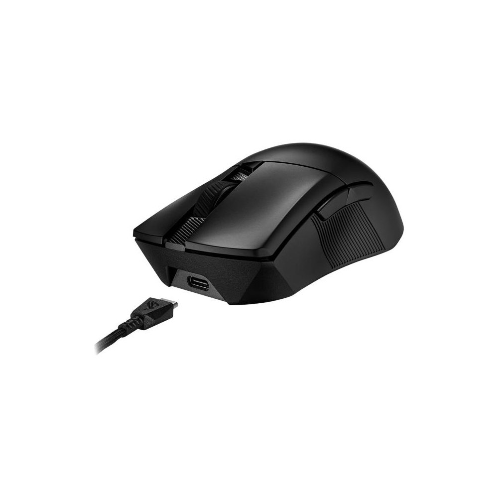 A large main feature product image of ASUS ROG Gladius III Wireless Aimpoint Gaming Mouse