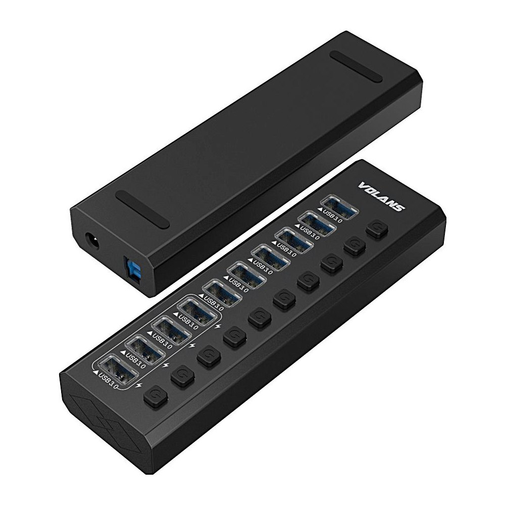 A large main feature product image of Volans Aluminium 10 Ports USB3.0 HUB with 4 x Fast Charing Ports