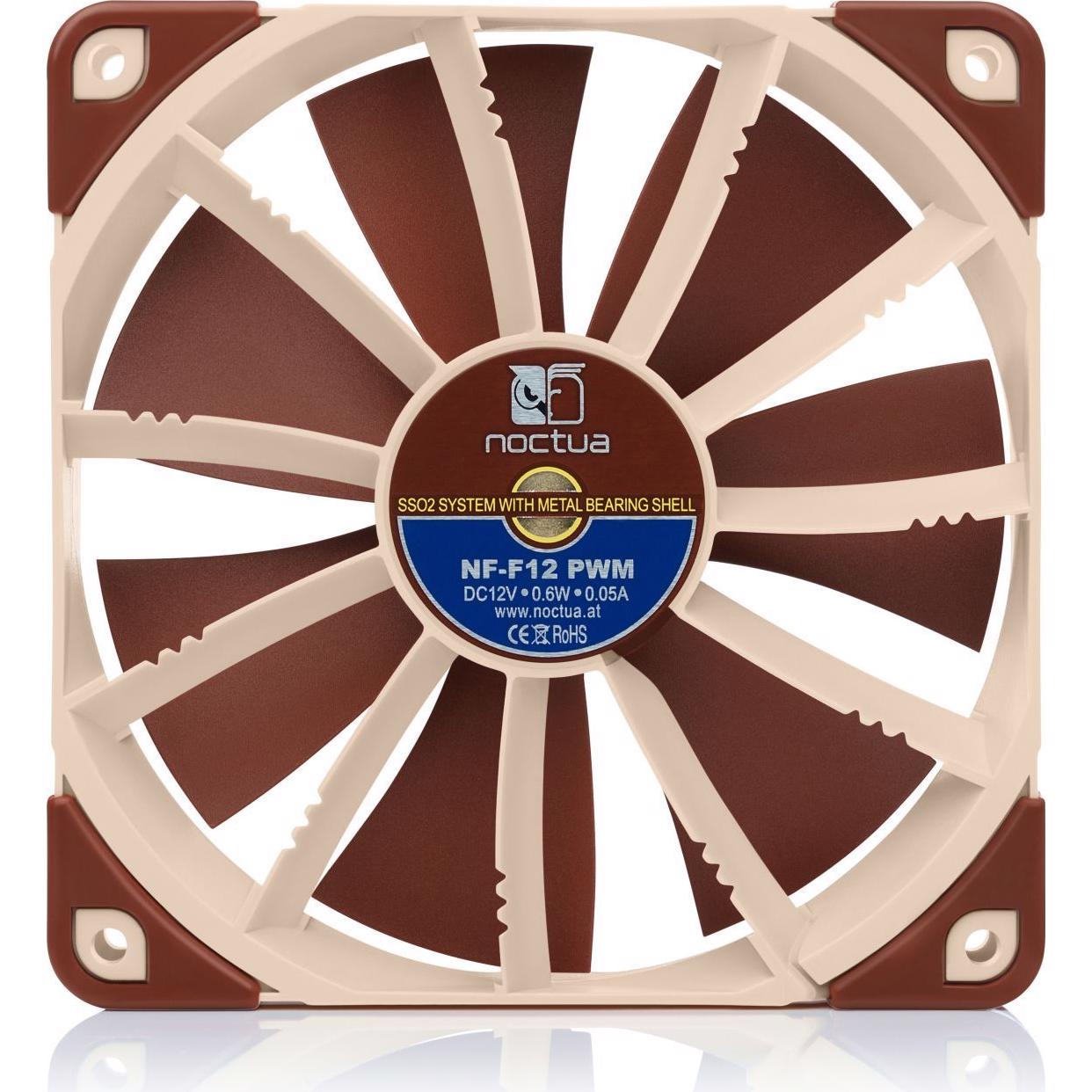 A large main feature product image of Noctua NF-F12 PWM - 120mm x 25mm 1500RPM Cooling Fan