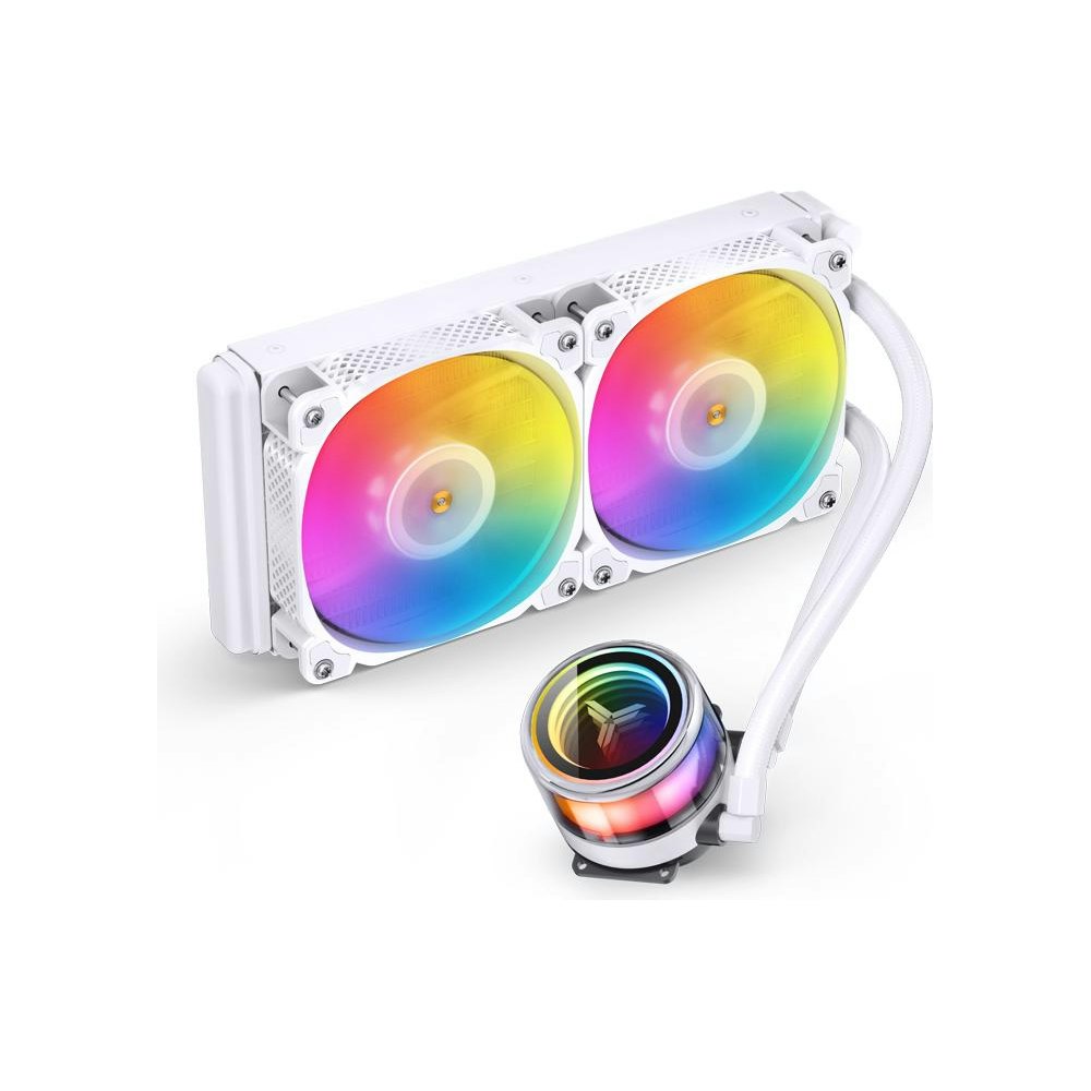 A large main feature product image of Jonsbo Light Drum 240mm ARGB White AIO CPU Liquid Cooler