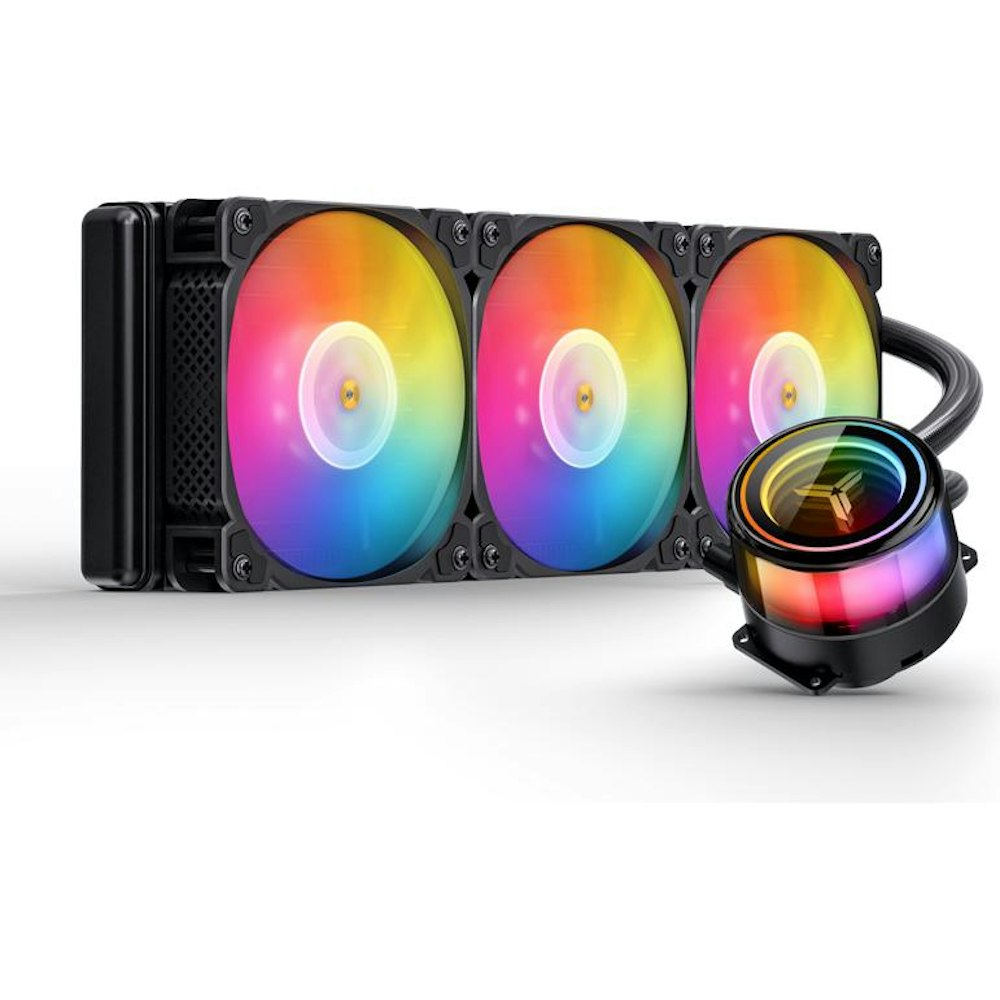 A large main feature product image of Jonsbo Light Drum 360mm ARGB Black AIO CPU Liquid Cooler