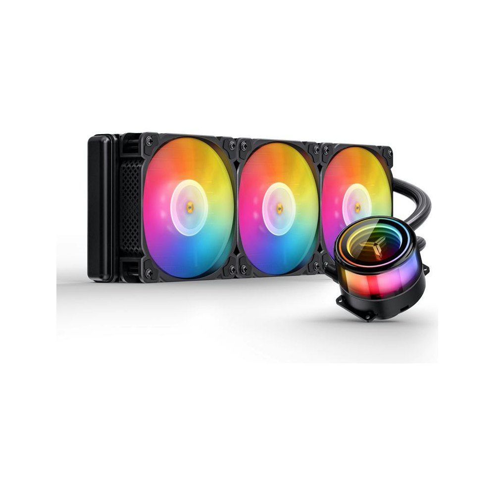 A large main feature product image of Jonsbo Light Drum 360mm ARGB Black AIO CPU Liquid Cooler