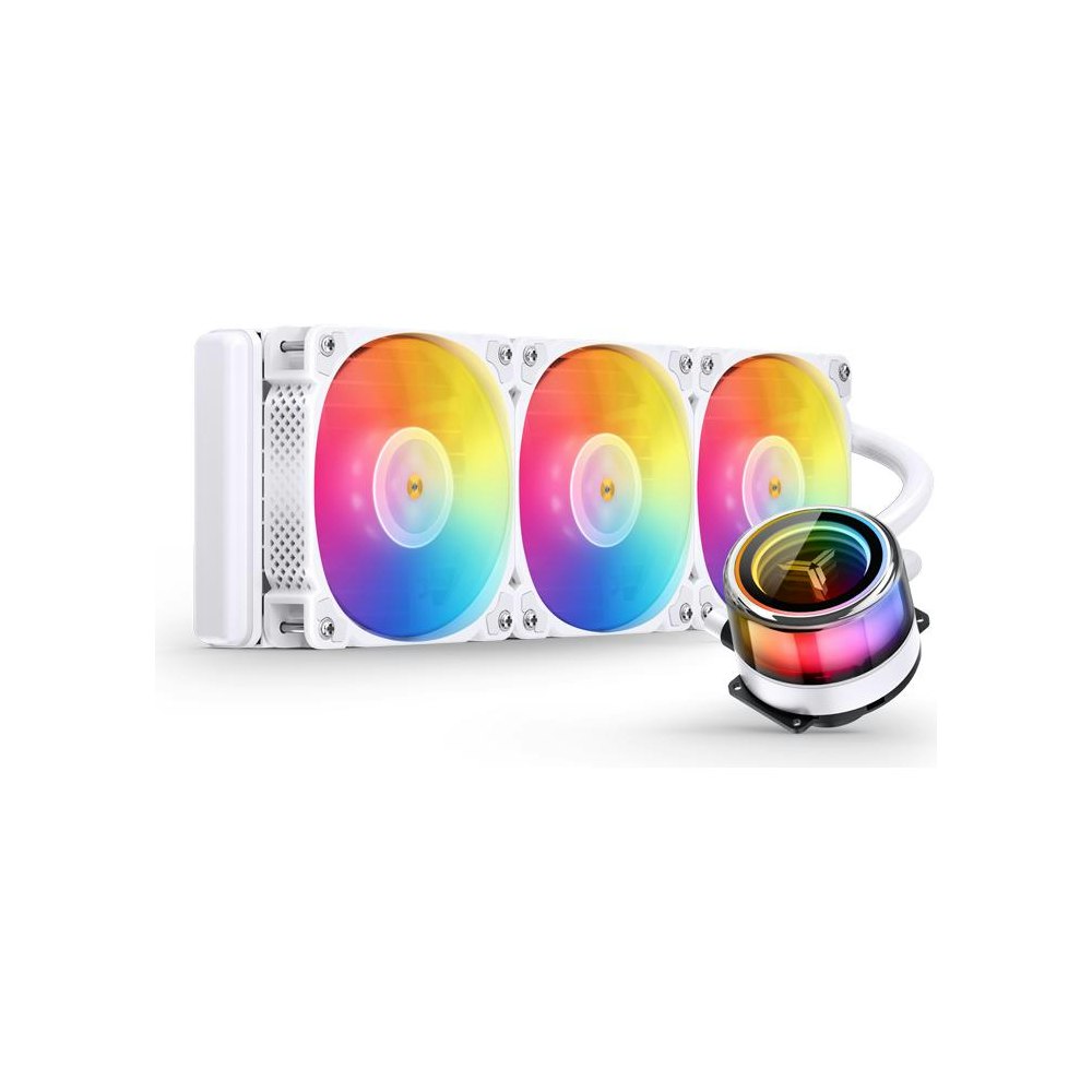 A large main feature product image of Jonsbo Light Drum 360mm ARGB White AIO CPU Liquid Cooler