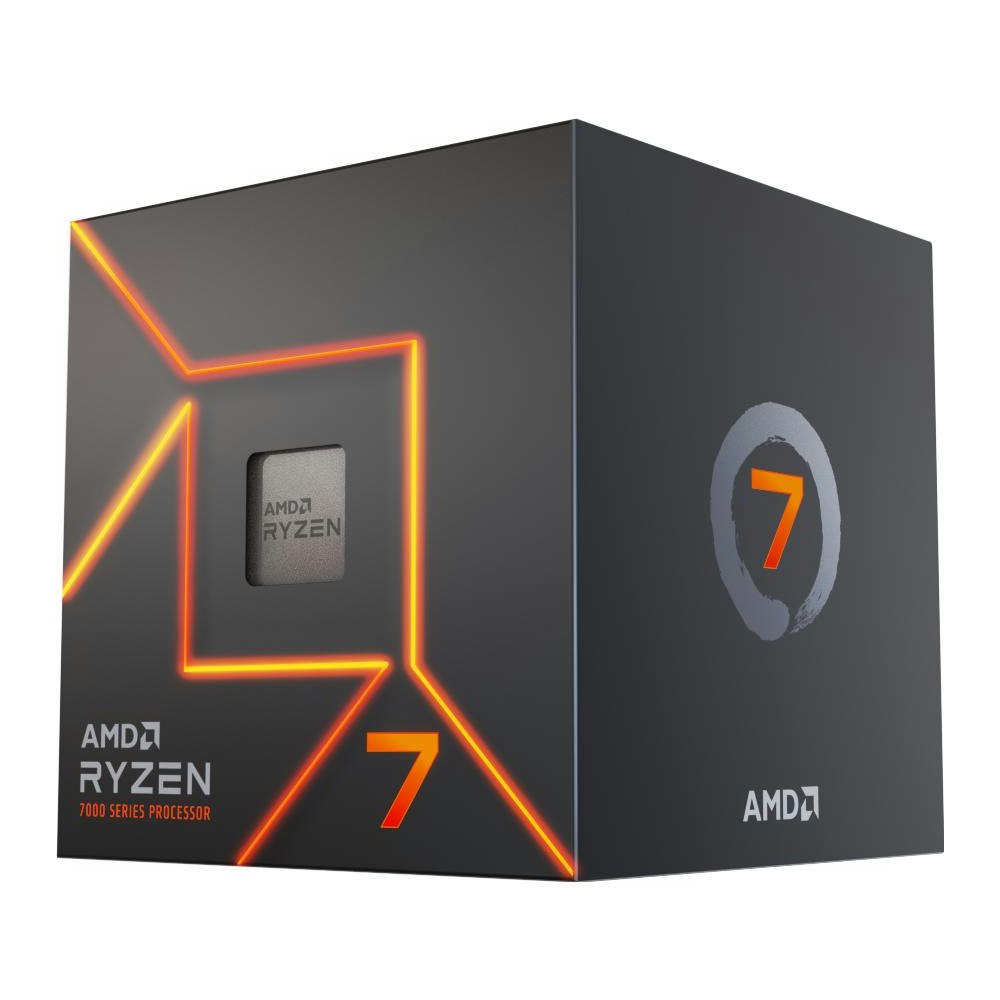A large main feature product image of AMD Ryzen 7 7700 8 Core 16 Thread Up To 5.3GHz AM5 - With Wraith Prism Cooler