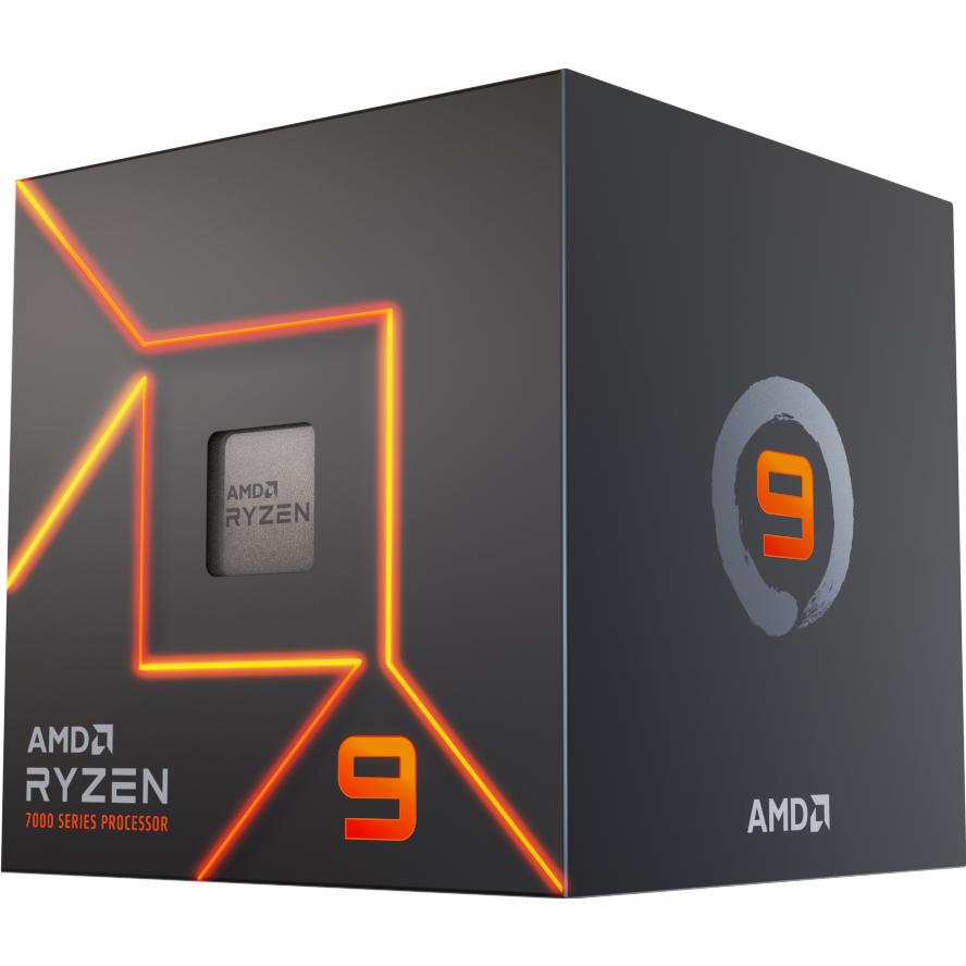 A large main feature product image of AMD Ryzen 9 7900 12 Core 24 Thread Up To 5.4GHz AM5 - With Wraith Prism Cooler