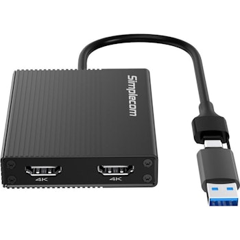 Product image of Simplecom DA369 USB 3.0 or USB to DUAL 4K 60Hz HDMI 2.0 Display Adapter - Click for product page of Simplecom DA369 USB 3.0 or USB to DUAL 4K 60Hz HDMI 2.0 Display Adapter