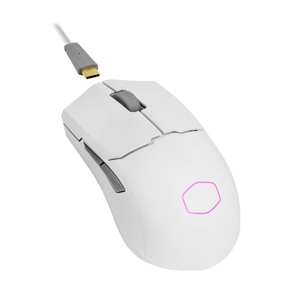 A large main feature product image of Cooler Master MM712 Gaming Mouse - White