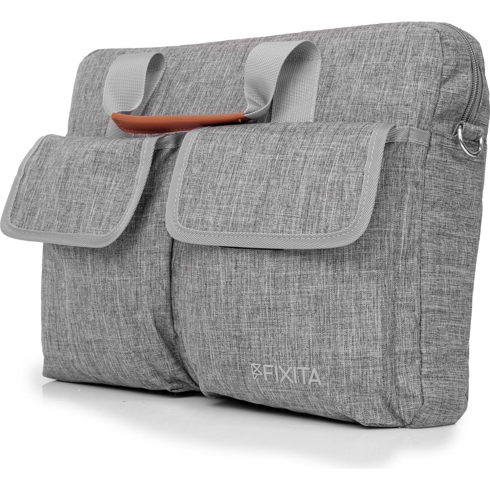 A large main feature product image of Fixita Metro 15.6" Grey Messenger Notebook Bag