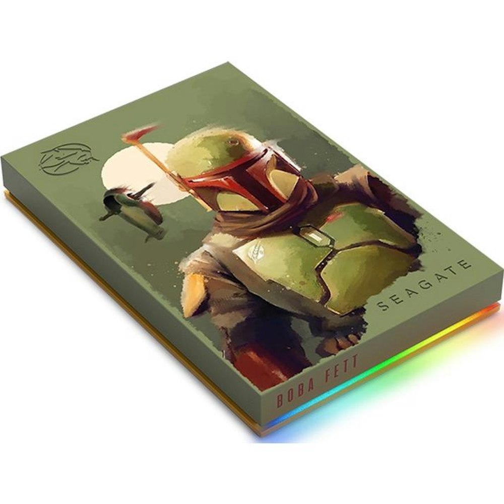 A large main feature product image of Seagate FireCuda 2TB External Hard Drive - Boba Fett Special Edition