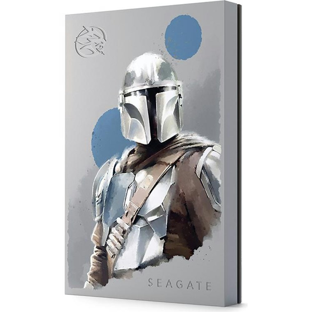 A large main feature product image of Seagate FireCuda 2TB External Hard Drive - The Mandalorian Special Edition