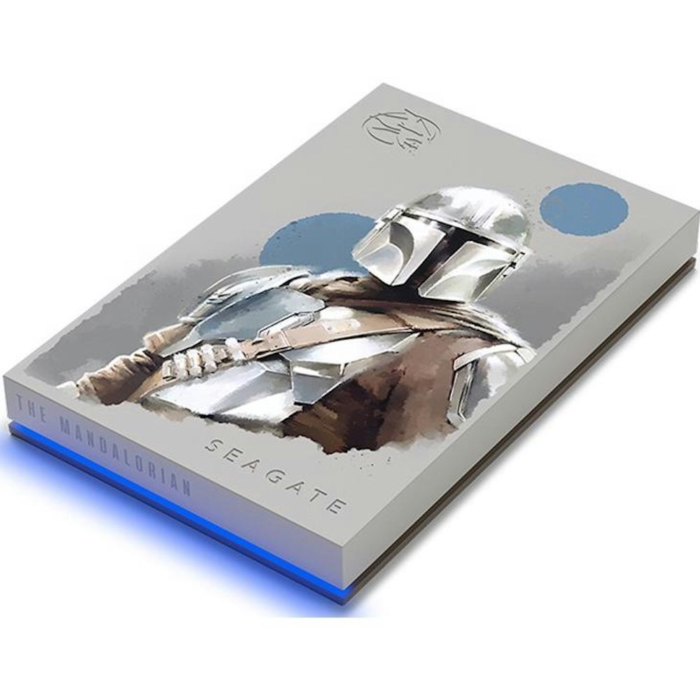 A large main feature product image of Seagate FireCuda 2TB External Hard Drive - The Mandalorian Special Edition
