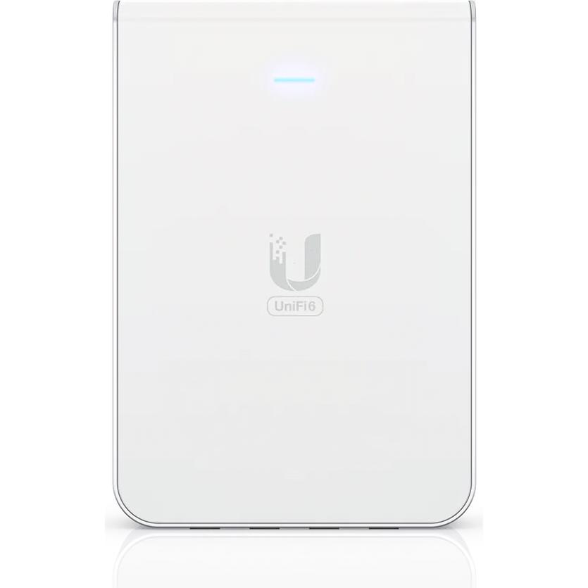 A large main feature product image of Ubiquiti UniFi U6 In-Wall Wi-Fi 6 Wireless Access Point with 4-Port Switch