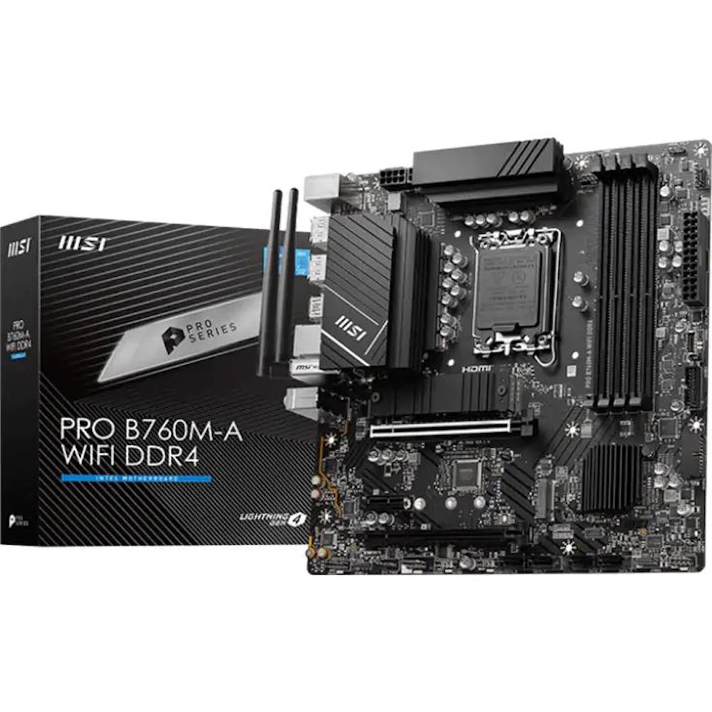 MSI PRO B760M-A WIFI DDR4 LGA1700 mATX Desktop Motherboard