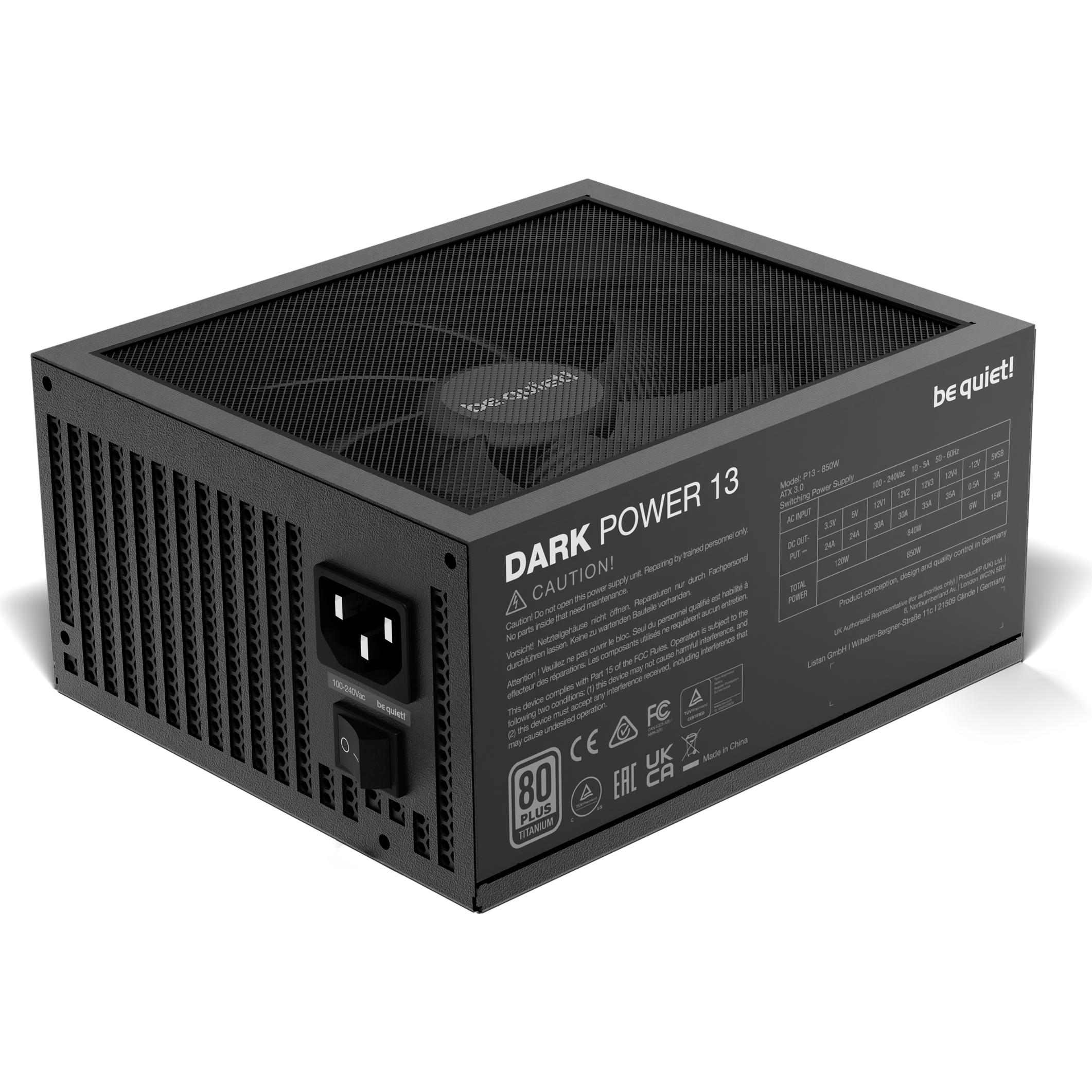 A large main feature product image of be quiet! DARK POWER 13 850W Titanium PCIe 5.0 ATX Modular PSU