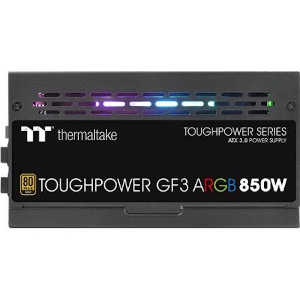 A large main feature product image of Thermaltake Toughpower GF3 ARGB - 750W 80PLUS Gold PCIe 5.0 ATX Modular PSU