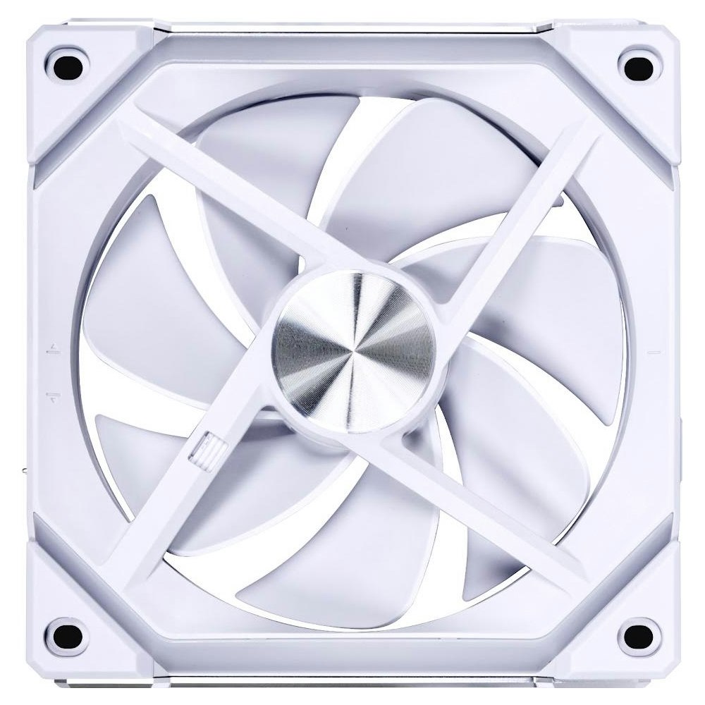 A large main feature product image of Lian Li UNI FAN SL120 V2 - 120mm Modular Fan 3-Pack w/ Controller (White)