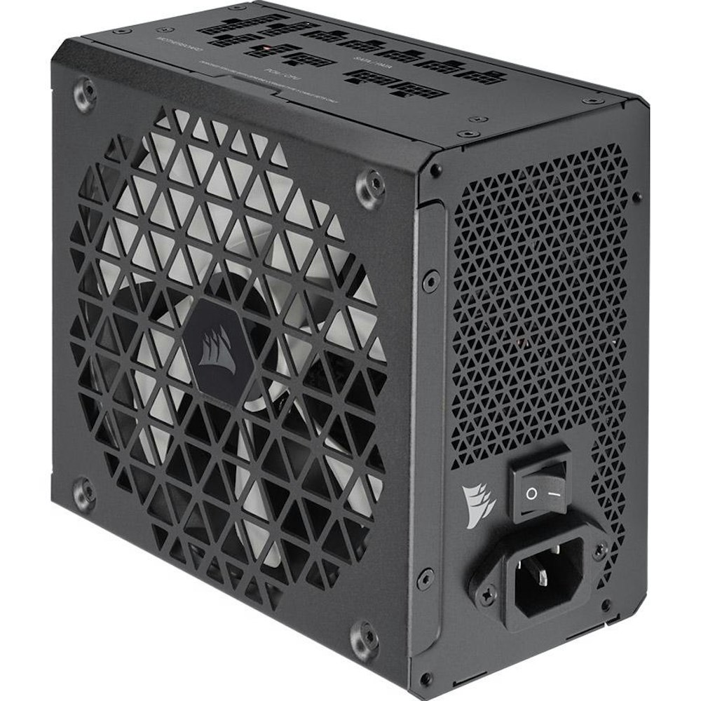 A large main feature product image of Corsair RM850x Shift 850W Gold ATX Modular PSU