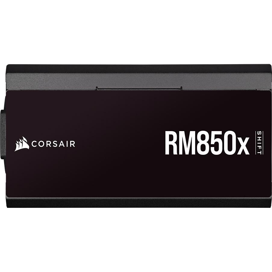 A large main feature product image of Corsair RM850x SHIFT - Side Cable 850W Gold ATX Modular PSU