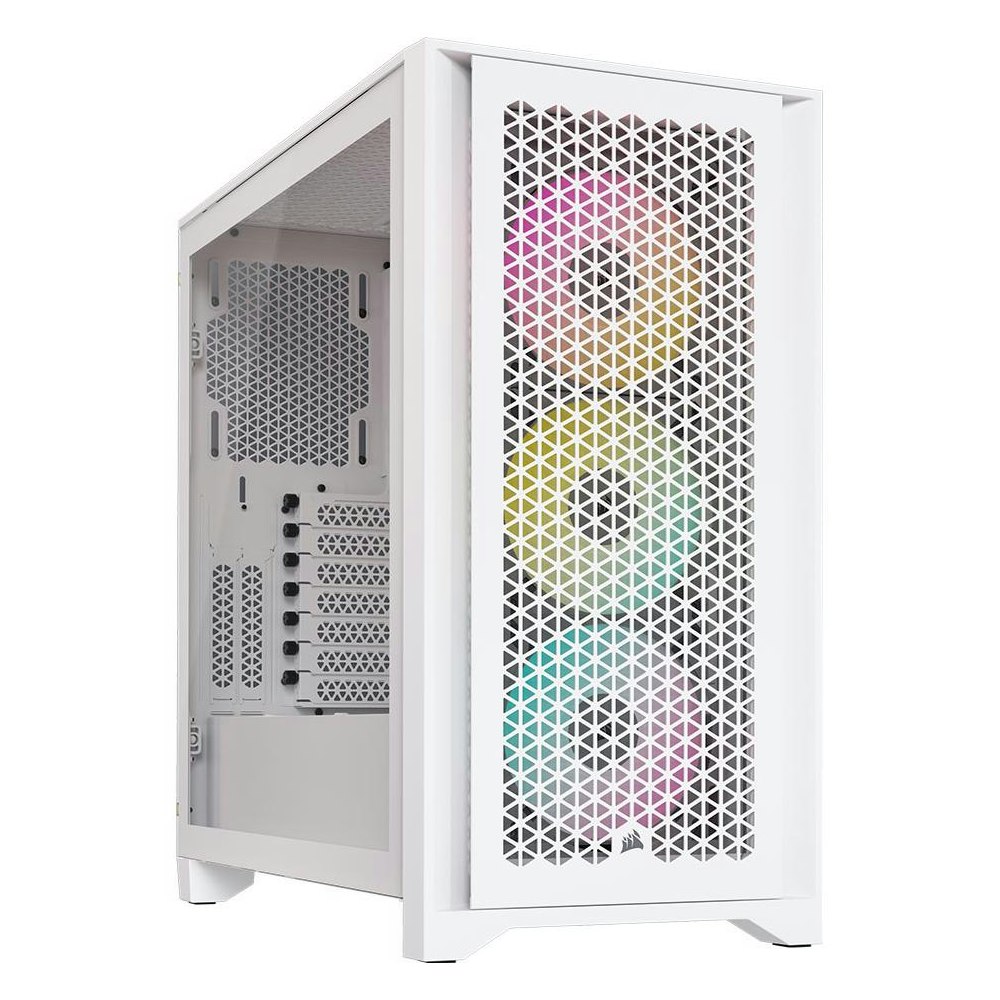 A large main feature product image of Corsair iCUE 4000D Airflow Mid Tower Case - True White