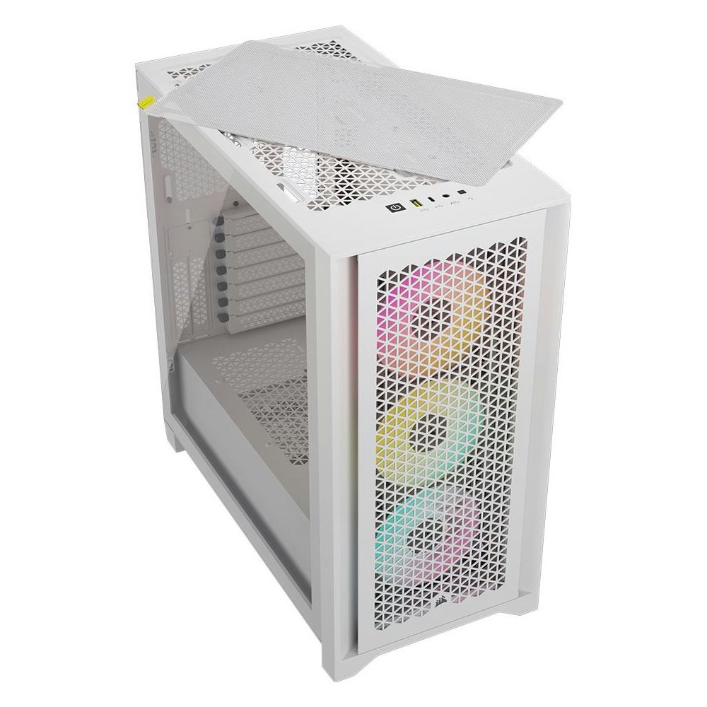 A large main feature product image of Corsair iCUE 4000D Airflow Mid Tower Case - True White