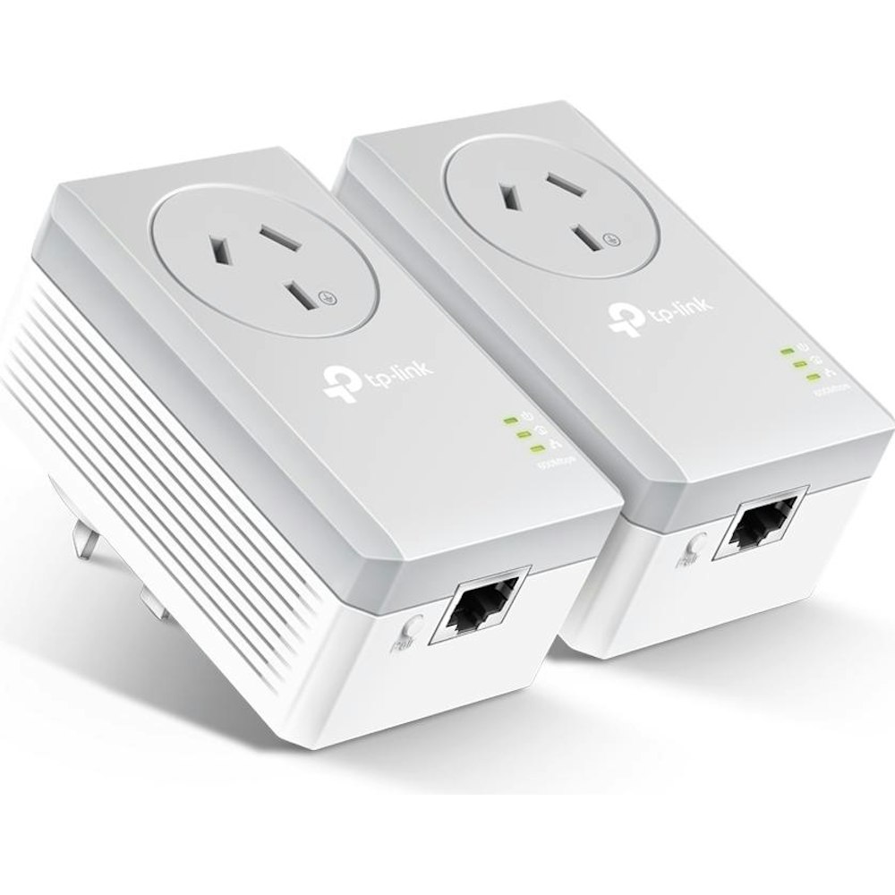 A large main feature product image of TP-Link PA4010P KIT - AV600 Passthrough Powerline Starter Kit