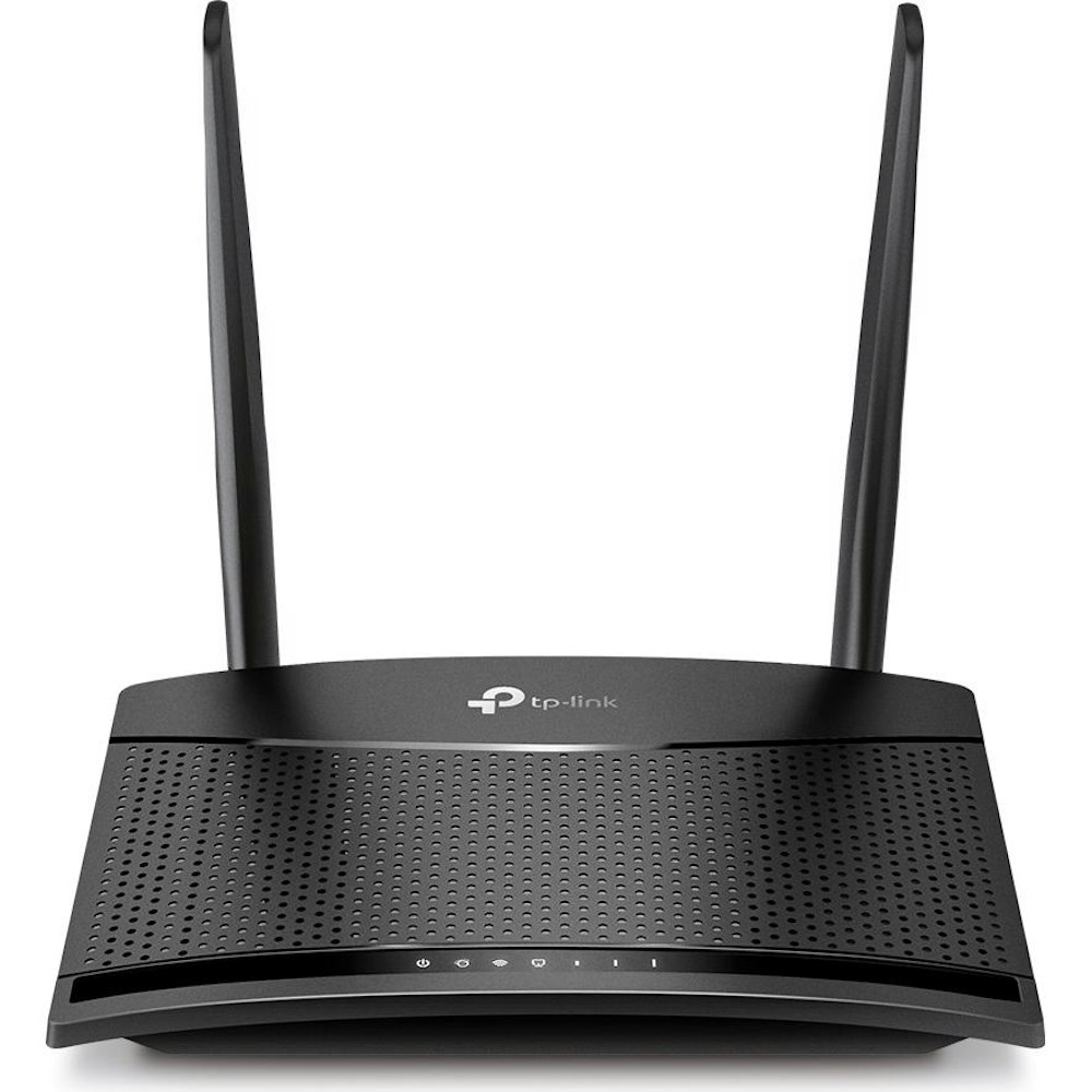 A large main feature product image of TP-Link MR100 - N300 4G LTE Wi-Fi 4 Router