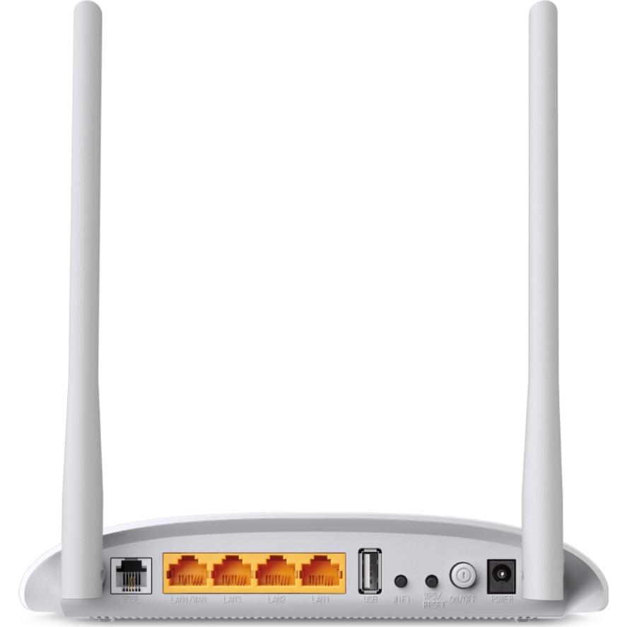 A large main feature product image of TP-Link W9970 - N300 VDSL/ADSL Wi-Fi 4 USB Modem Router