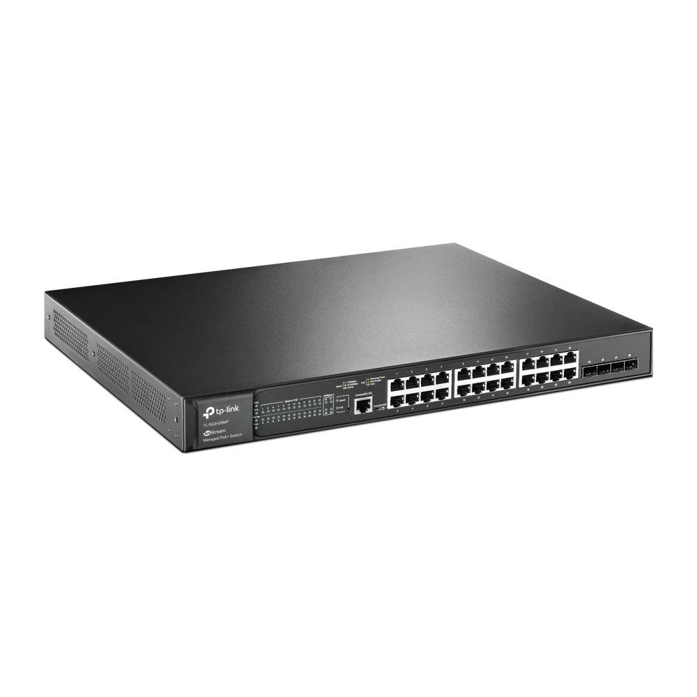A large main feature product image of TP-Link JetStream SG3428MP - 28-Port Gigabit L2 Managed Switch with 24-Port PoE+