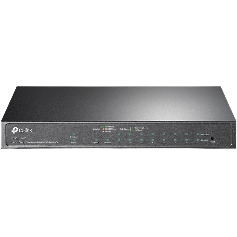 A large main feature product image of TP-Link SG1210MPE - 10-Port Gigabit Easy Smart Switch