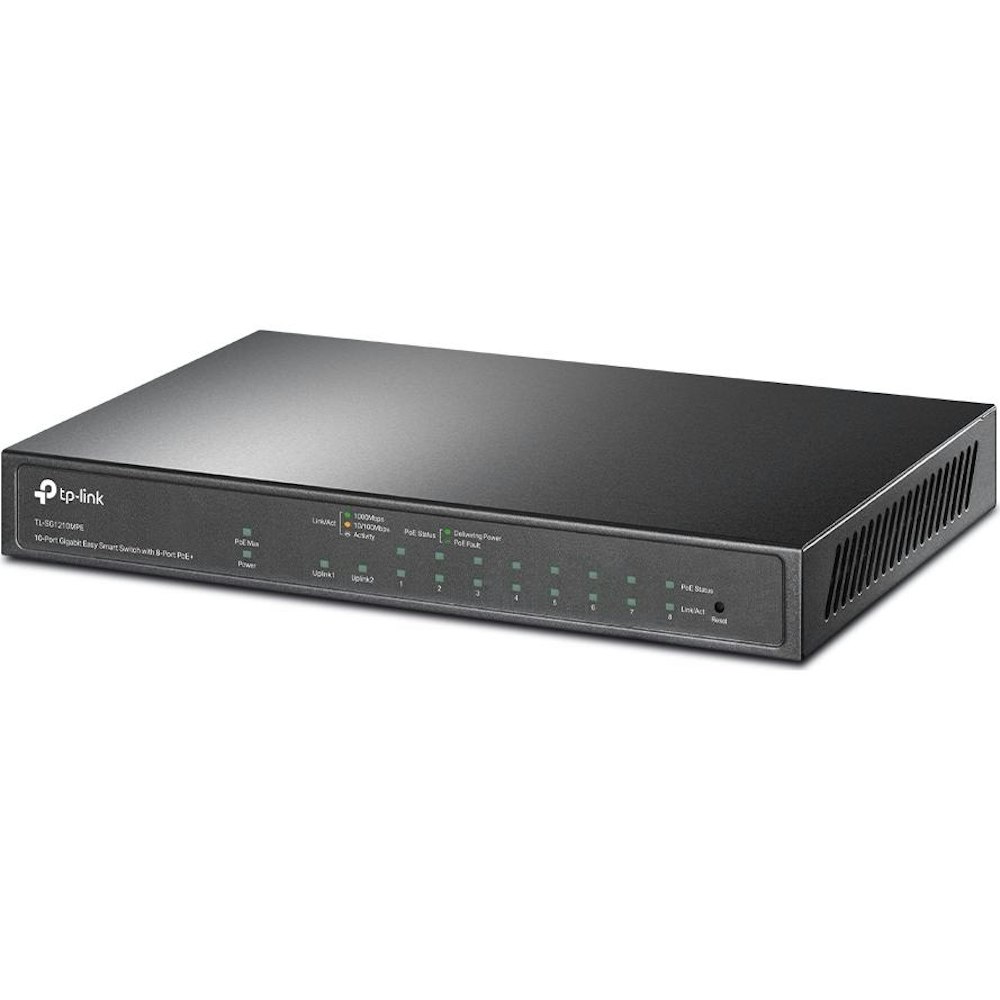 A large main feature product image of TP-Link SG1210MPE - 10-Port Gigabit Easy Smart Switch