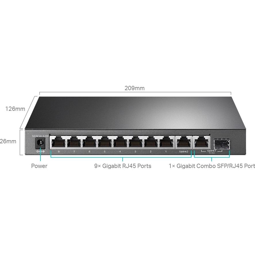 A large main feature product image of TP-Link SG1210MPE - 10-Port Gigabit Easy Smart Switch