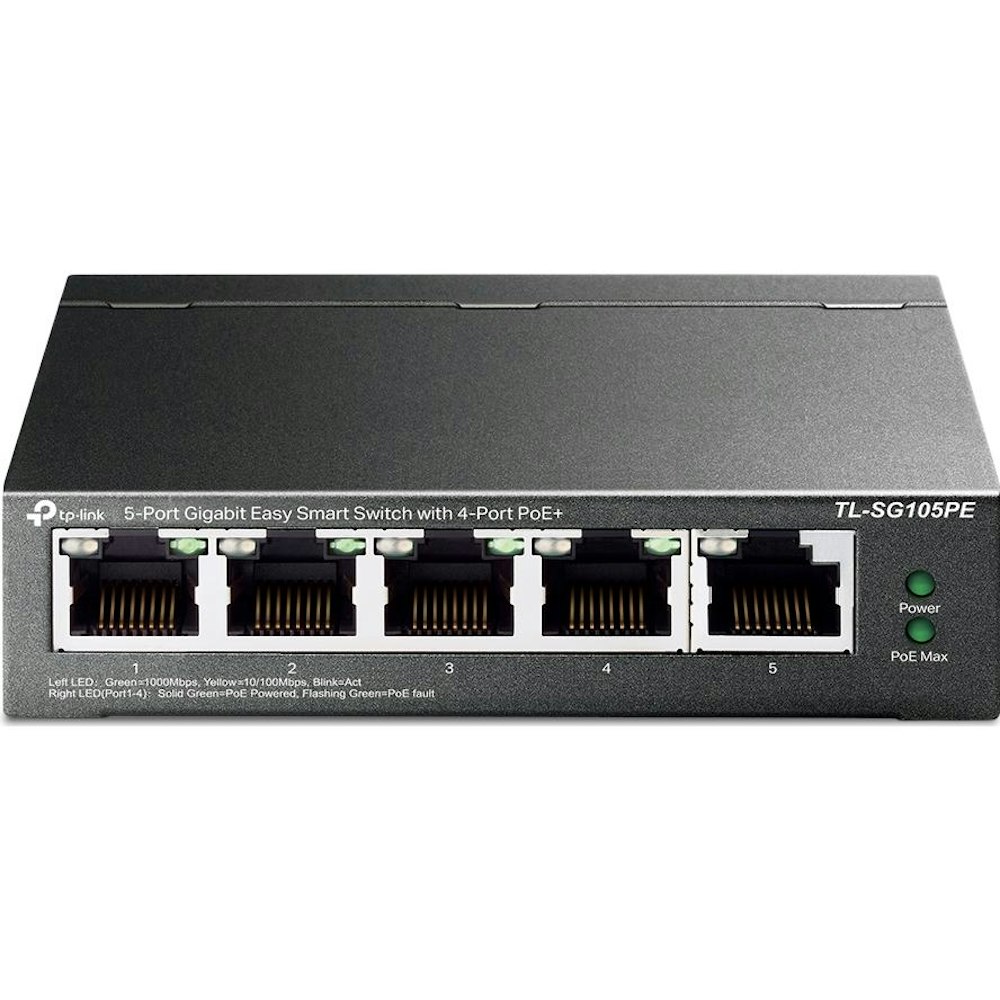 A large main feature product image of TP-Link SG105PE - 5-Port Gigabit Easy Smart Switch