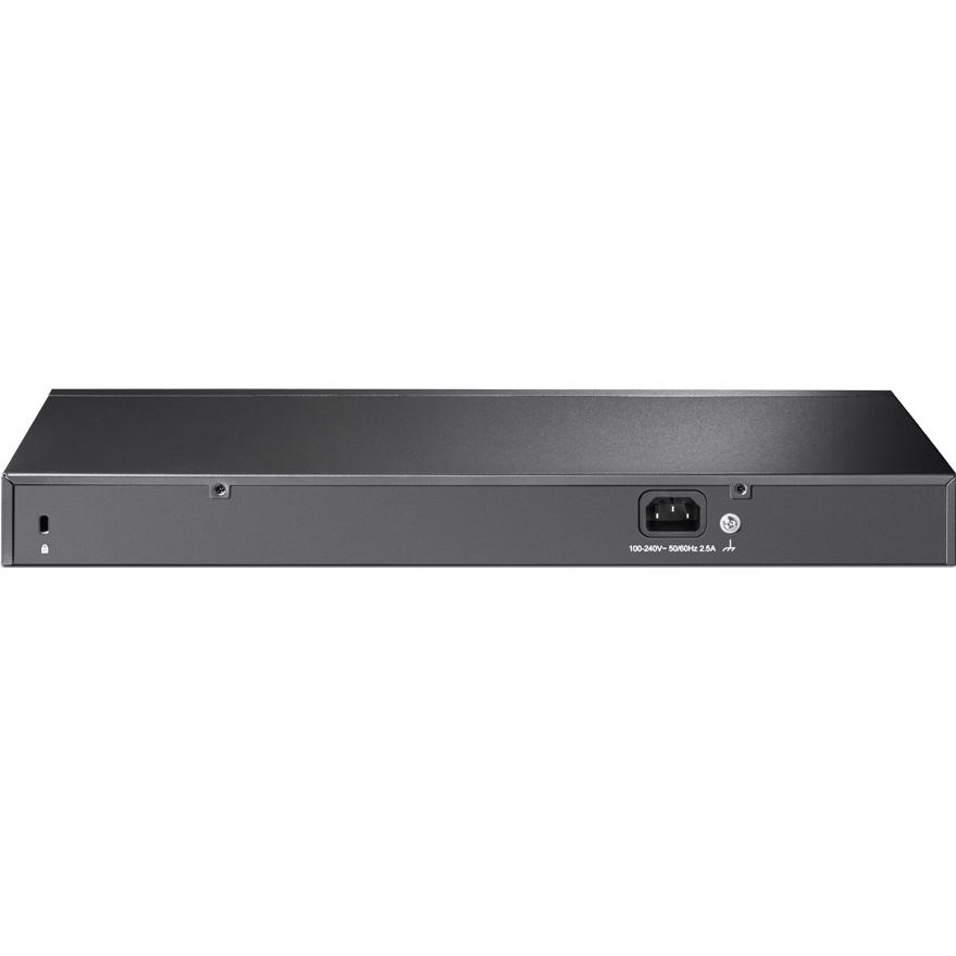 A large main feature product image of TP-Link SL1218P - 16-Port 10/100 Mbps + 2-Port Gigabit Rackmount Switch with 16-Port PoE+