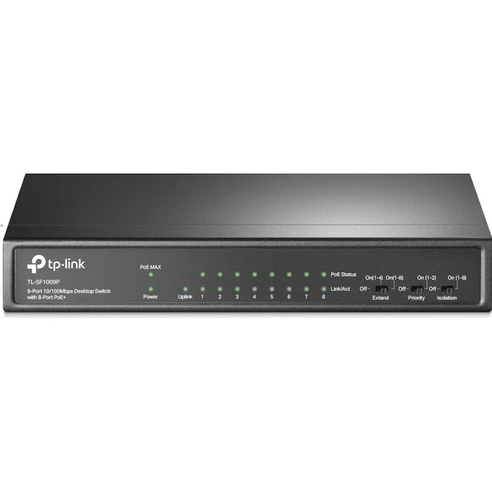 TP-Link SF1009P - 9-Port 10/100Mbps Desktop Switch with 8-Port PoE+