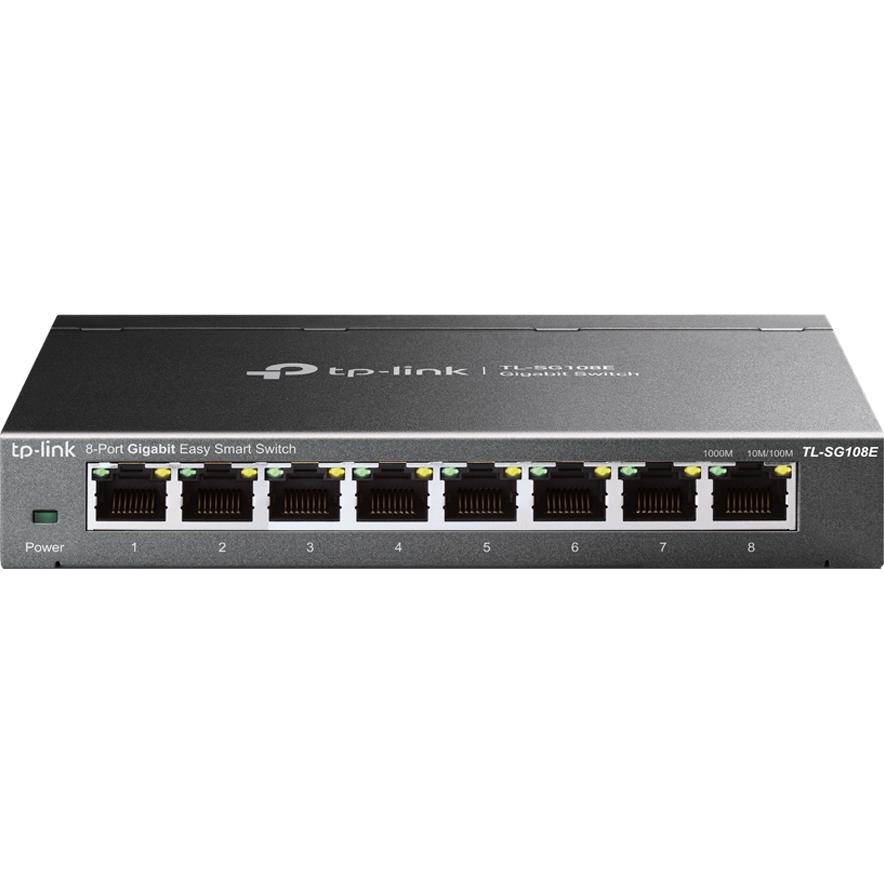 A large main feature product image of TP-Link SG108E - 8-Port Gigabit Easy Smart Switch